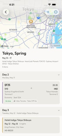 Trip detail view